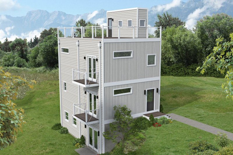 House Blueprint - Contemporary Exterior - Front Elevation Plan #932-1357