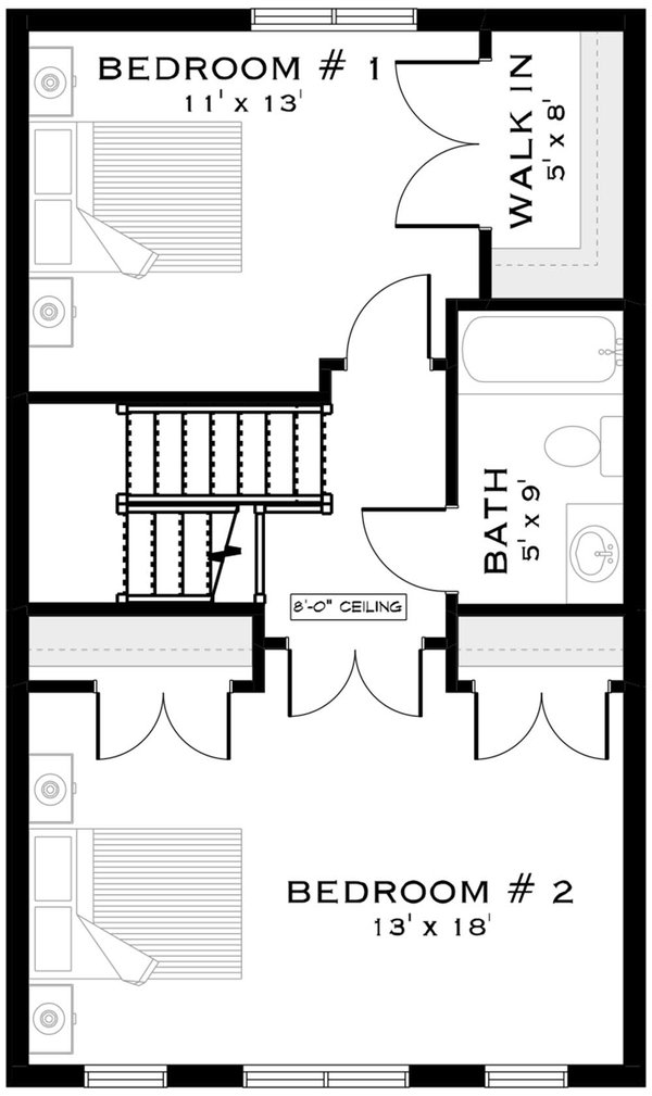 Cabin Floor Plan - Upper Floor Plan #1101-57
