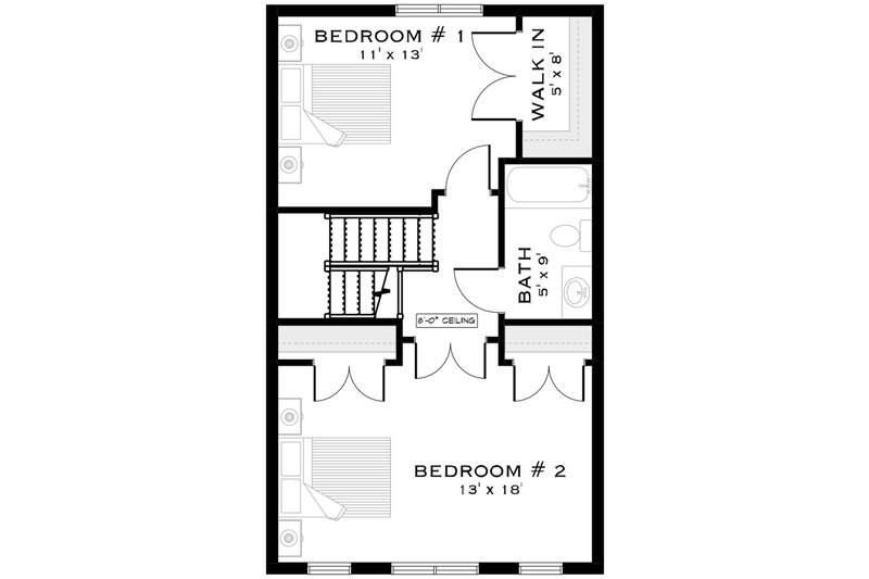 Architectural House Design - Floor Plan - Upper Floor for Cabin House Plan #1101-57 - 2 bed, 2.5 bath