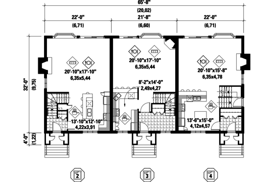 Floor Plan - Main Floor for Traditional House Plan #25-4615 - 9 bed, 3 bath
