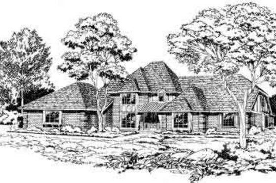 Exterior - Front Elevation for European House Plan #312-216 - 4 bed, 4.5 bath
