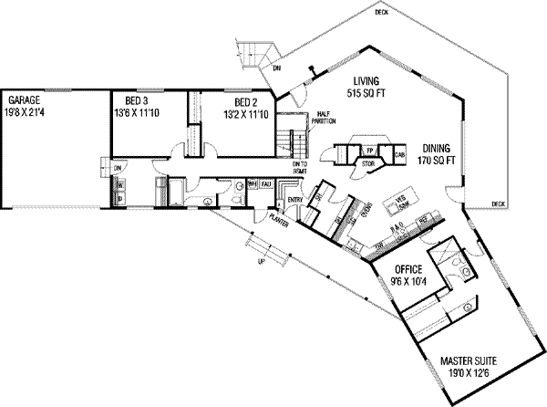 Home Plan - Modern Floor Plan - Main Floor Plan #60-111