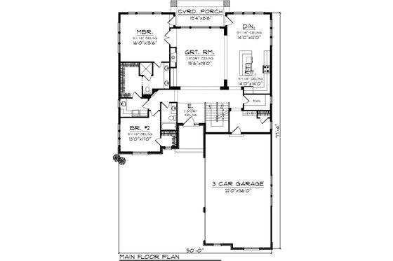 Floor Plan - Main Floor for Traditional House Plan #70-1108 - 4 bed, 4 bath