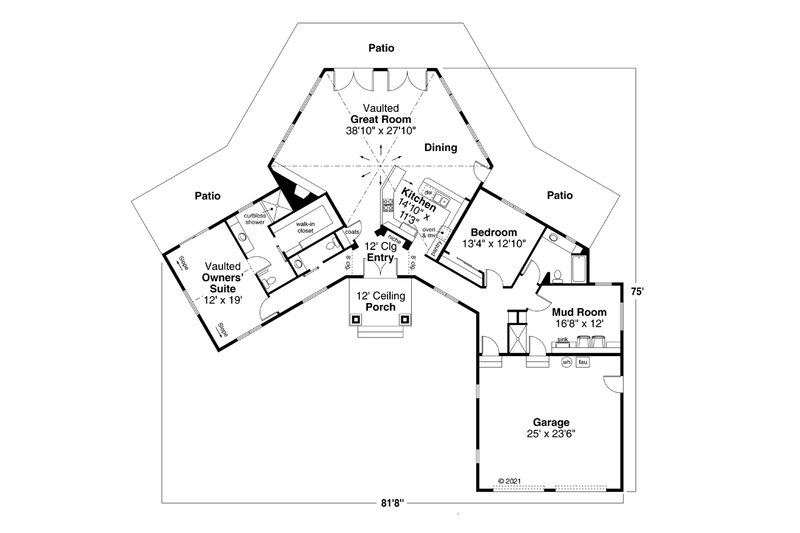 Architectural House Design - Floor Plan - Main Floor for Craftsman House Plan #124-1264 - 2 bed, 2.5 bath