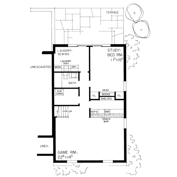 Architectural House Design - Ranch Floor Plan - Lower Floor Plan #72-345