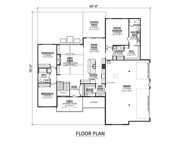 Home Plan - Floor Plan - Main Floor for Craftsman House Plan #1089-53 - 3 bed, 2 bath