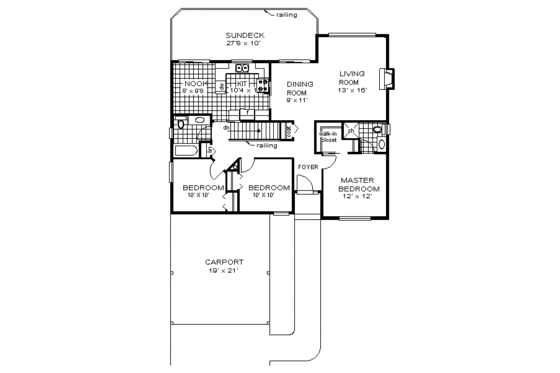 Floor Plan - Main Floor for Ranch House Plan #18-160 - 3 bed, 2 bath