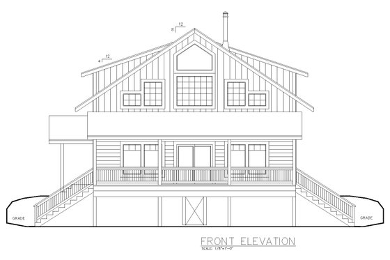Exterior - Front Elevation 3 for Farmhouse House Plan #117-947 - 3 bed, 2 bath