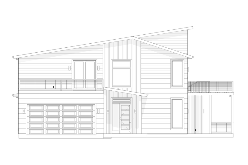 House Blueprint - Exterior - Front Elevation 4 for Modern House Plan #1127-25 - 4 bed, 4.5 bath