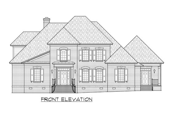 Exterior - Front Elevation 3 for European House Plan #1054-44 - 4 bed, 3.5 bath