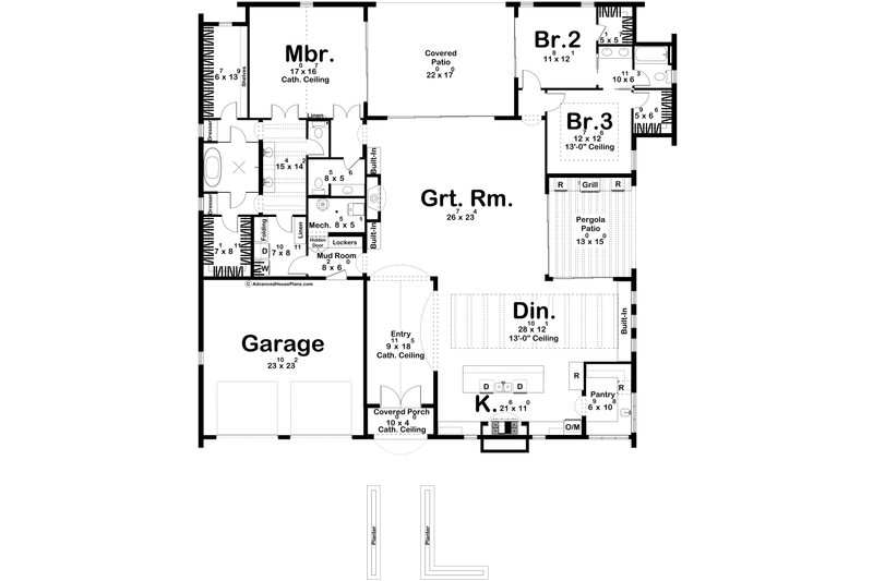 House Blueprint - Floor Plan - Main Floor for Beach House Plan #455-757 - 3 bed, 2.5 bath