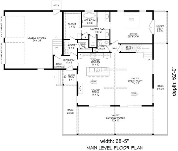 Country Floor Plan - Main Floor Plan #932-1106