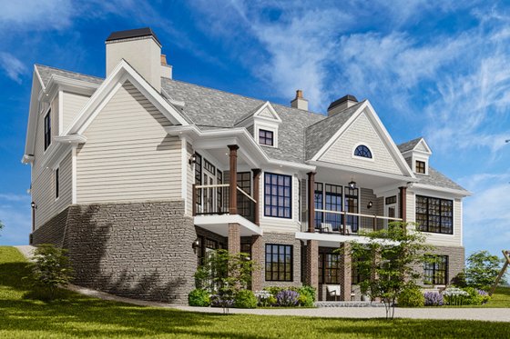 Exterior - Rear Elevation 1 for Beach House Plan #54-597 - 4 bed, 3 bath