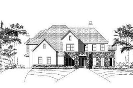 Exterior - Front Elevation for European House Plan #411-568 - 4 bed, 4.5 bath