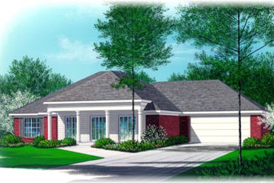 Exterior - Front Elevation for Southern House Plan #15-105 - 3 bed, 2 bath