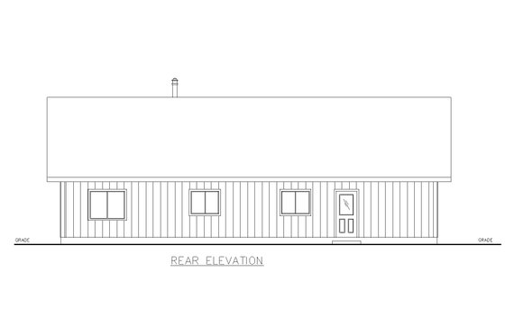Exterior - Rear Elevation for Country House Plan #117-991 - 3 bed, 2 bath