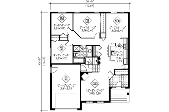 Floor Plan - Main Floor for Traditional House Plan #25-146 - 3 bed, 1 bath