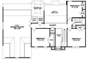 Floor Plan - Upper Floor for Traditional House Plan #81-728 - 4 bed, 2.5 bath