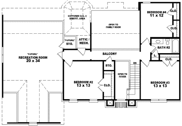 Traditional Floor Plan - Upper Floor Plan #81-728