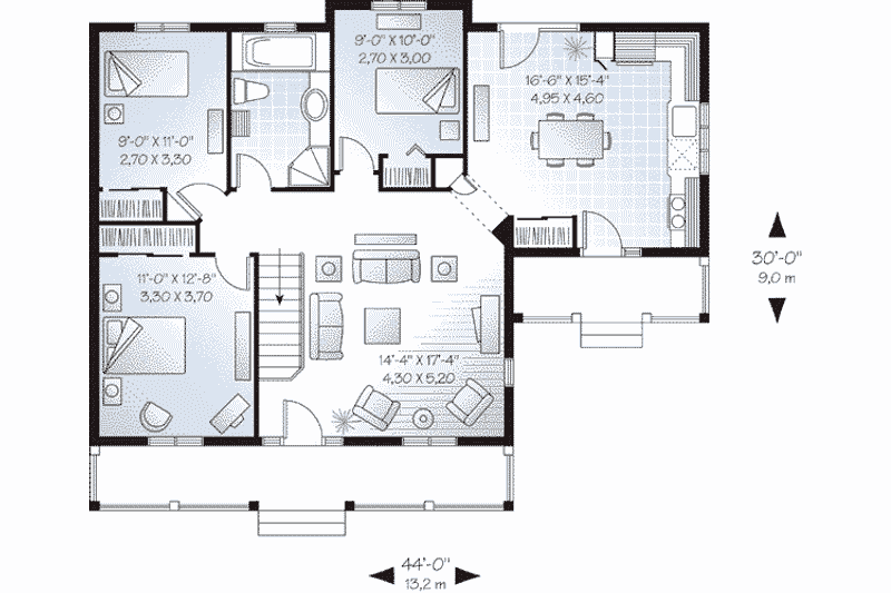 Home Plan - Floor Plan - Main Floor for Country House Plan #23-473 - 3 bed, 1 bath