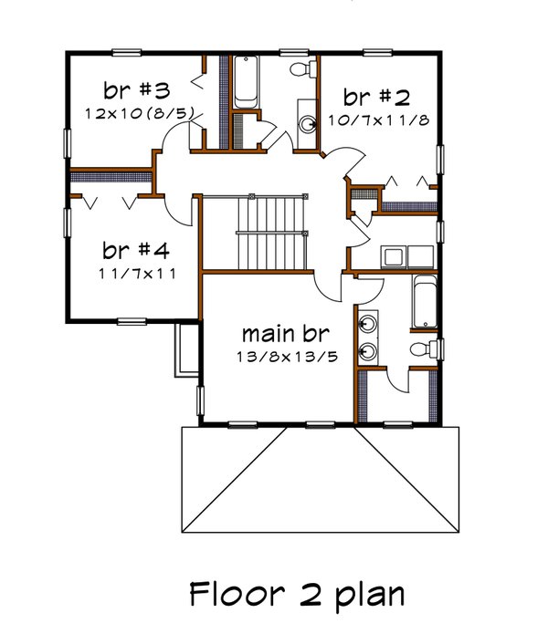Country Floor Plan - Upper Floor Plan #79-347