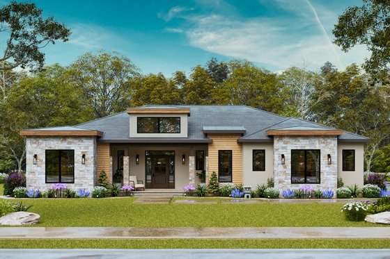 Exterior - Front Elevation 4 for Contemporary House Plan #119-474 - 3 bed, 3 bath