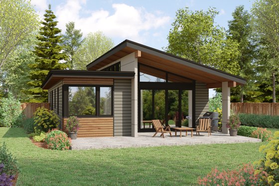 Exterior - Rear Elevation for Contemporary House Plan #48-1169 - 3 bed, 2 bath