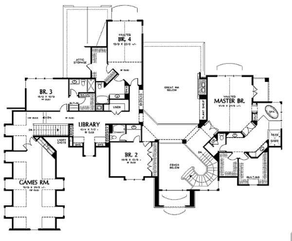 House Plan Design - European Floor Plan - Upper Floor Plan #48-257