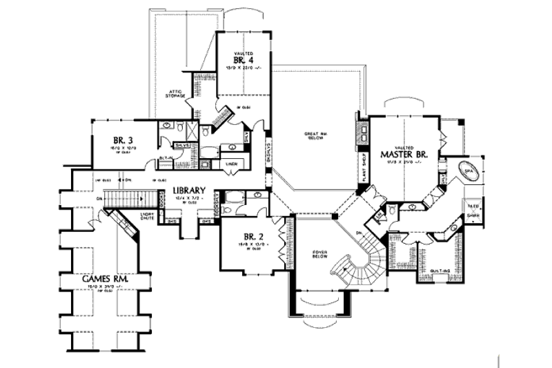 Home Plan - Floor Plan - Upper Floor for European House Plan #48-257 - 5 bed, 6.5 bath