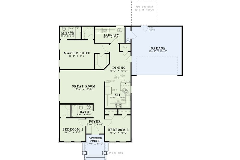 Dream House Plan - Floor Plan - Main Floor for Southern House Plan #17-2215 - 3 bed, 2 bath