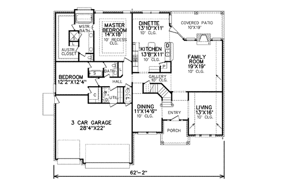 Floor Plan - Main Floor for Traditional House Plan #65-491 - 4 bed, 3 bath