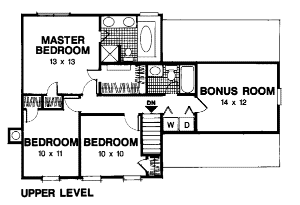 Colonial Floor Plan - Upper Floor Plan #56-114