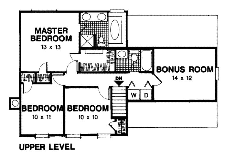 Architectural House Design - Floor Plan - Upper Floor for Colonial House Plan #56-114 - 3 bed, 2.5 bath