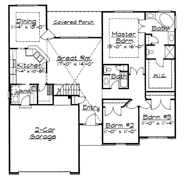 Floor Plan - Main Floor for Traditional House Plan #31-136 - 3 bed, 2 bath
