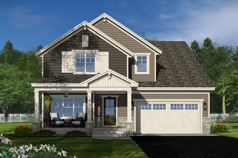 Architectural House Design - Craftsman Exterior - Front Elevation Plan #51-1359