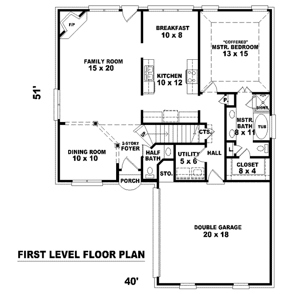 Floor Plan - Main Floor for European House Plan #81-1388 - 3 bed, 2.5 bath