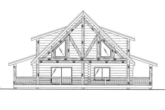 Exterior - Front Elevation 3 for Log House Plan #117-601 - 1 bed, 1 bath