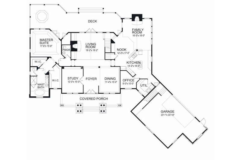 Dream House Plan - Floor Plan - Main Floor for Log House Plan #417-412 - 4 bed, 3.5 bath