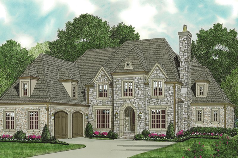 Home Plan - Exterior - Front Elevation 3 for European House Plan #453-53 - 4 bed, 4.5 bath