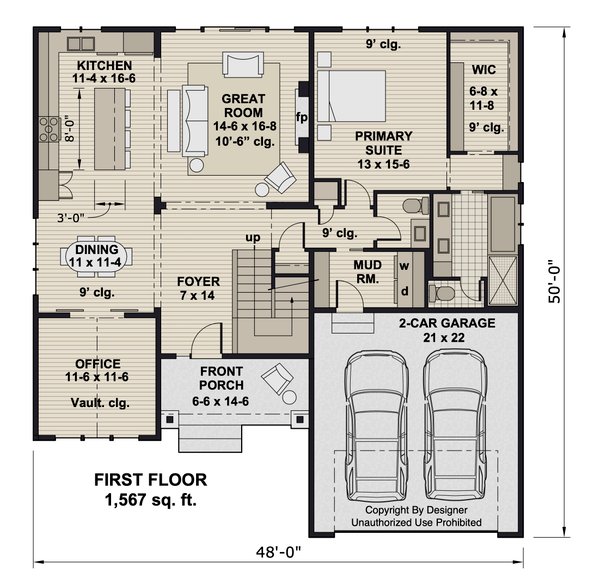 Craftsman Floor Plan - Main Floor Plan #51-1427
