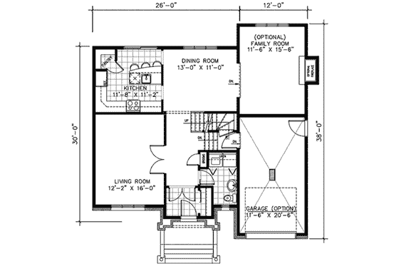 Floor Plan - Main Floor for European House Plan #138-282 - 3 bed, 1.5 bath