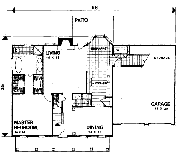 Colonial Floor Plan - Main Floor Plan #56-137