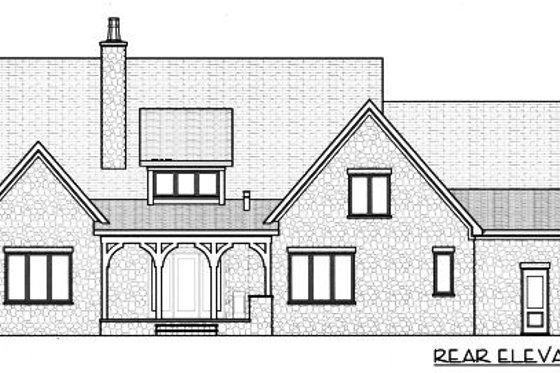 Exterior - Rear Elevation for European House Plan #413-799 - 4 bed, 3.5 bath