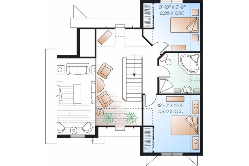 Dream House Plan - Floor Plan - Upper Floor for Farmhouse House Plan #23-852 - 3 bed, 2 bath