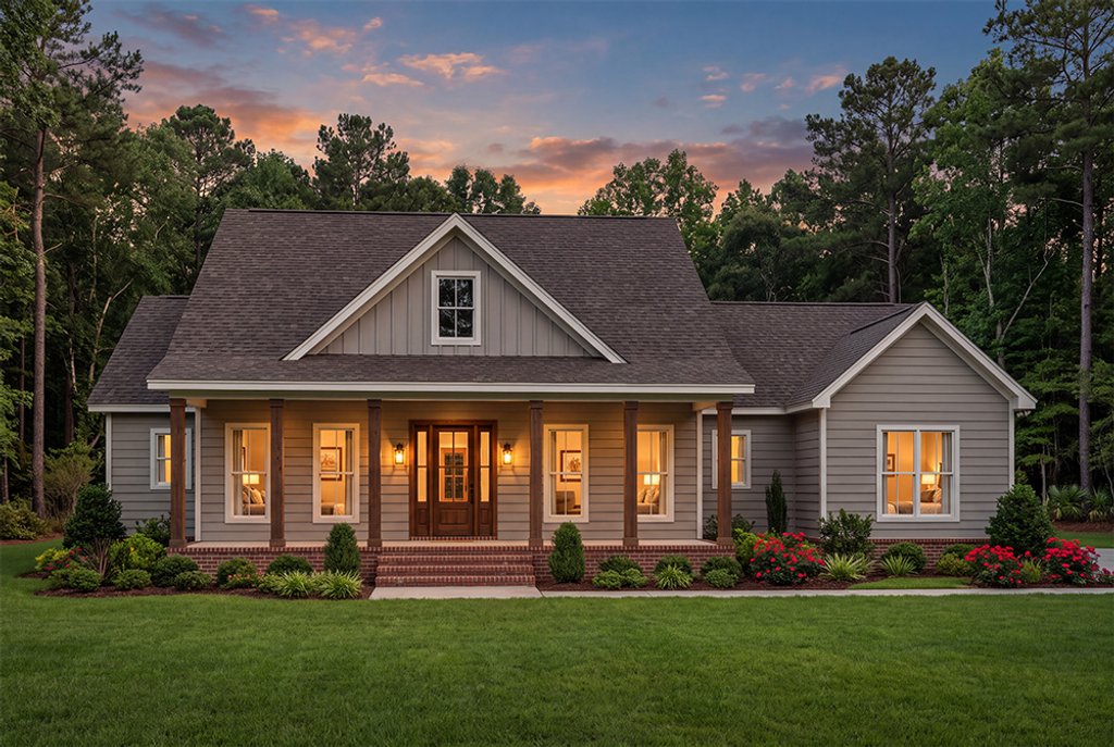 Exterior - Front Elevation 5 for Southern House Plan #406-9674 - 3 bed, 2.5 bath
