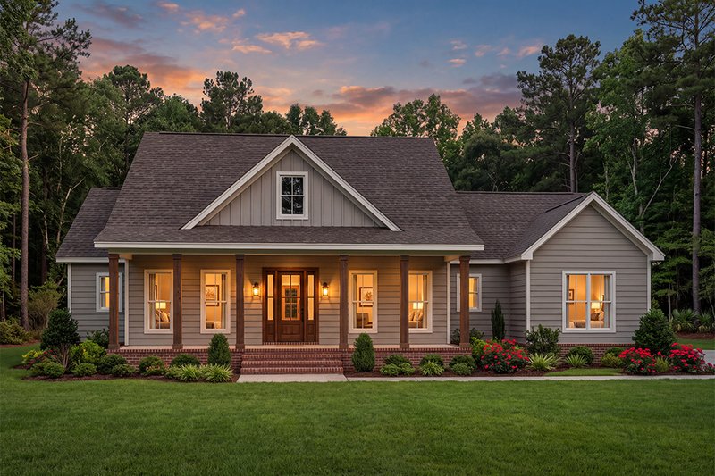 Architectural House Design - Exterior - Front Elevation 5 for Southern House Plan #406-9674 - 3 bed, 2.5 bath