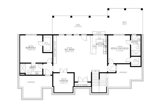 Floor Plan - Lower Floor for Modern House Plan #437-133 - 3 bed, 3.5 bath