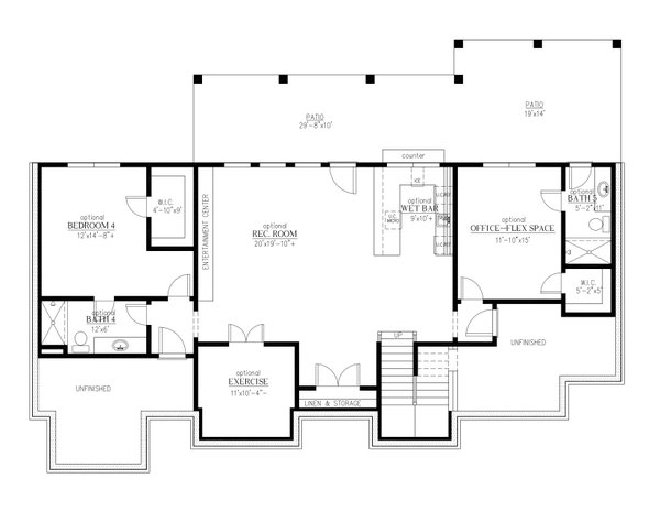 House Blueprint - Modern Floor Plan - Lower Floor Plan #437-133