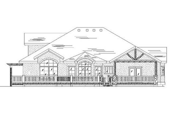 Exterior - Rear Elevation for European House Plan #5-370 - 3 bed, 2.5 bath
