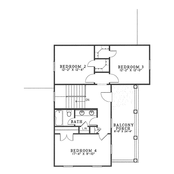 House Blueprint - Southern Floor Plan - Upper Floor Plan #17-404